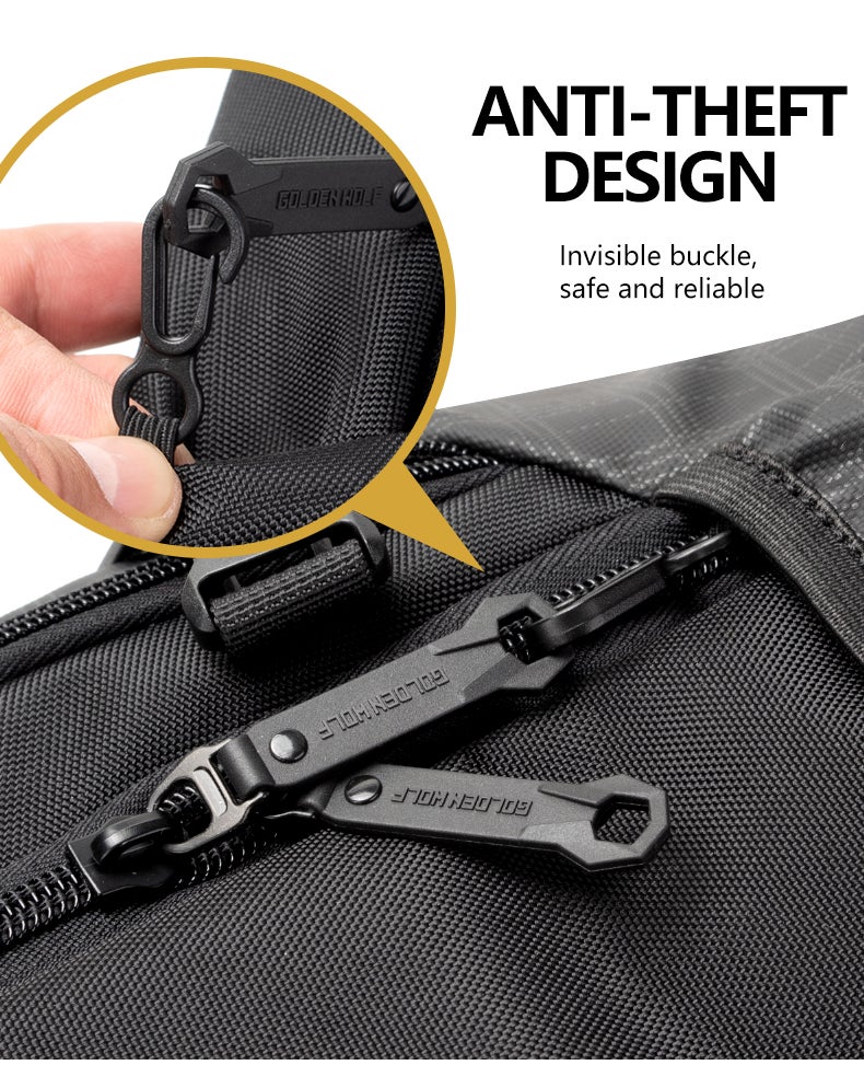 جولدن وولف GB00433 حقيبة ظهر لاب توب مقاومة للماء 14.1" - لون اسود — جولدين وولف - Image 3